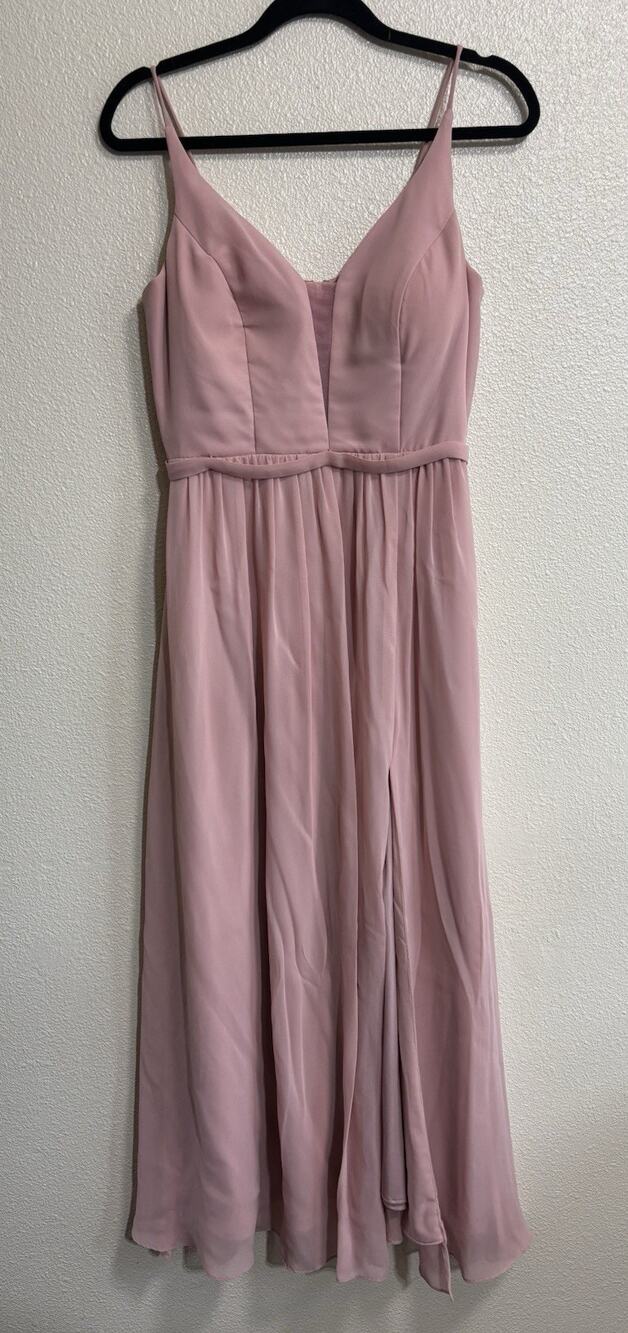 Eva Bridesmaid Dress Wedding Formal Special Occasion Dusty Rose Chiffon Size M